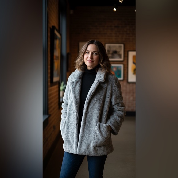 Maeve Gray Teddy Jacket - Picture 1 of 8